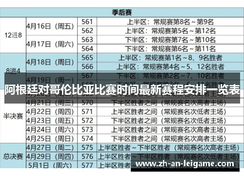阿根廷对哥伦比亚比赛时间最新赛程安排一览表